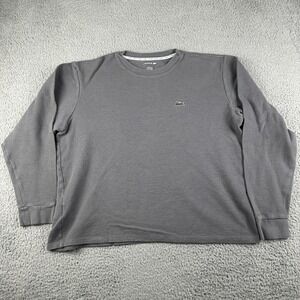 Lacoste Mens L Gray Thermal Long Sleeve Shirt Sleepwear Lounge Pajama Top